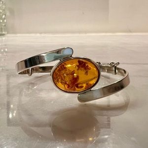 Baltic Amber .925 Sterling Silver Bangle